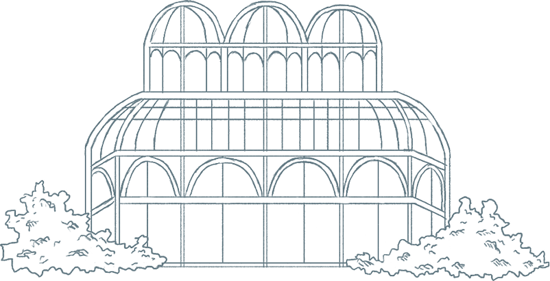 Ilustração da estufa do Jardim Botânico de Curitiba