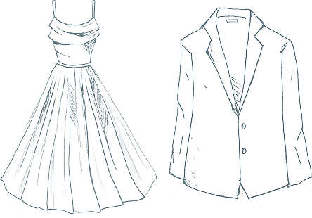 Ilustração de um vestido e um terno